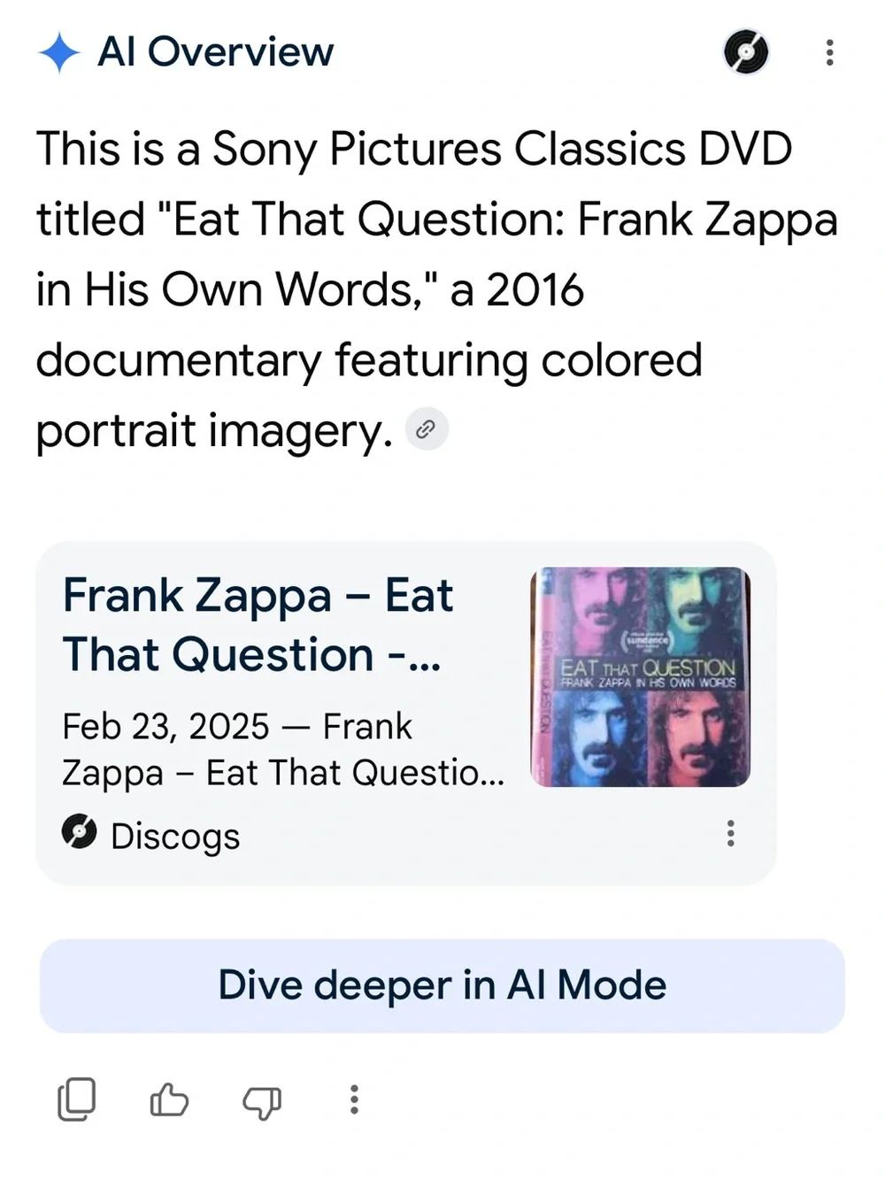 Sony Eat That Question Frank Zappa DVD — Pink Green Blue Orange Pop-Art Cover